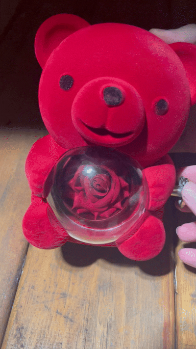 Sevimli Güllü Ayıcık - Çift Kalp Kolye