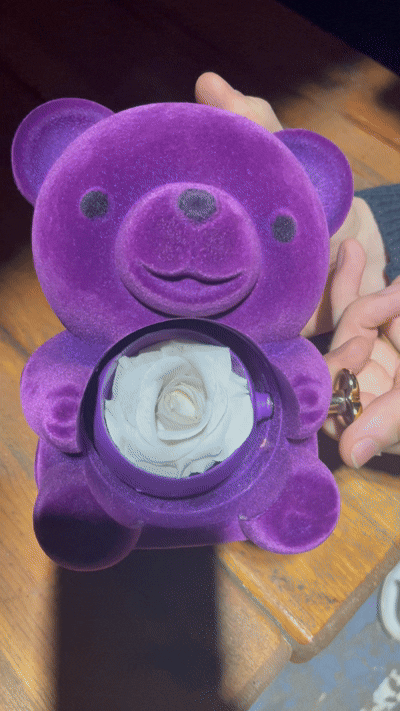 Sevimli Güllü Ayıcık - Çift Kalp Kolye